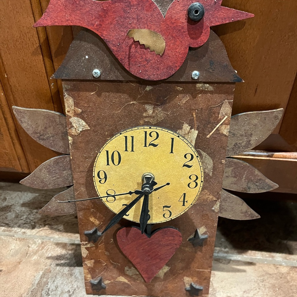 Charming Red and Brown Artistic Wall Clock
